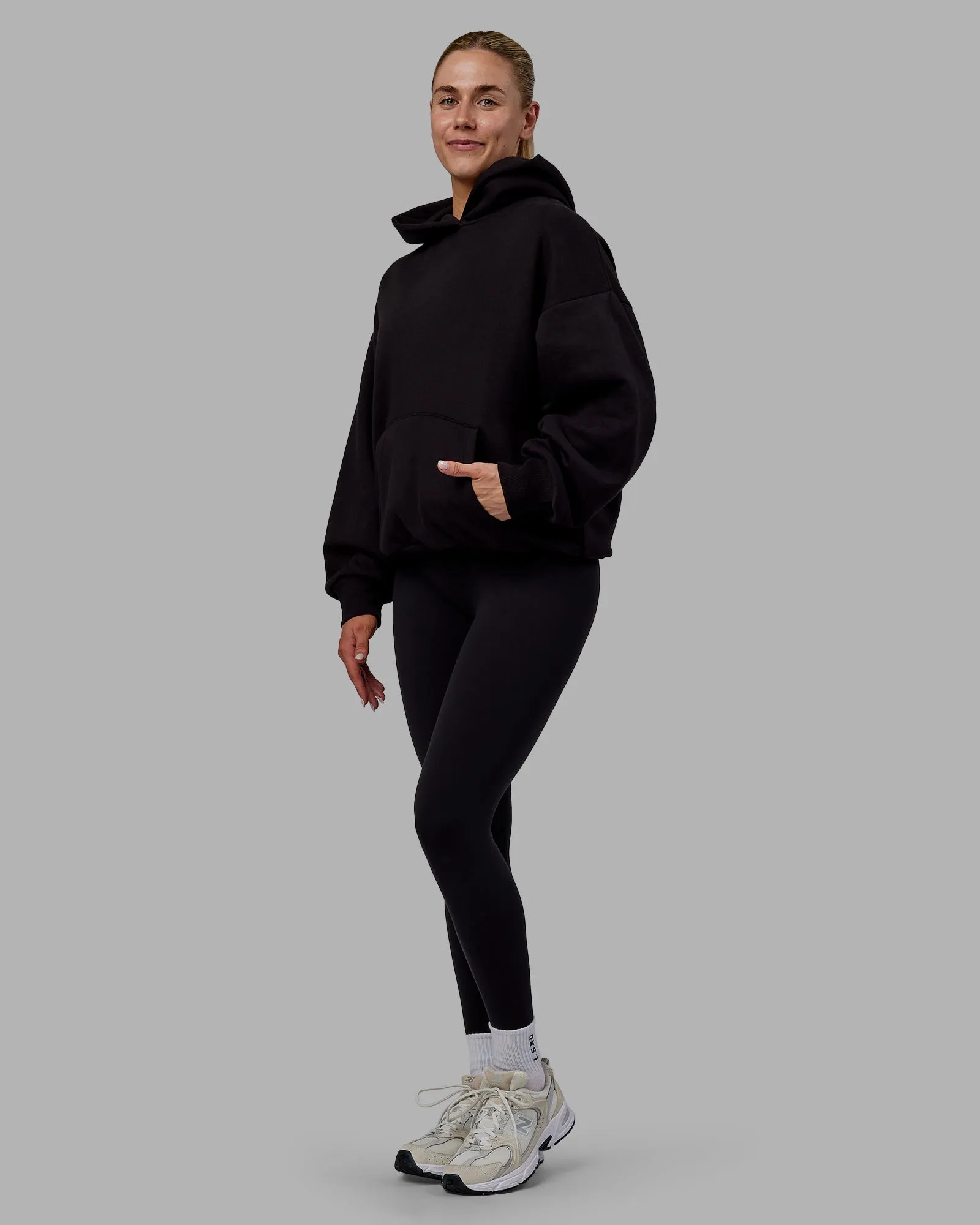 Sara Unisex Hoodie Oversize - Black-Black