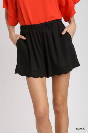 Scalloped Linen Shorts 2 Colors