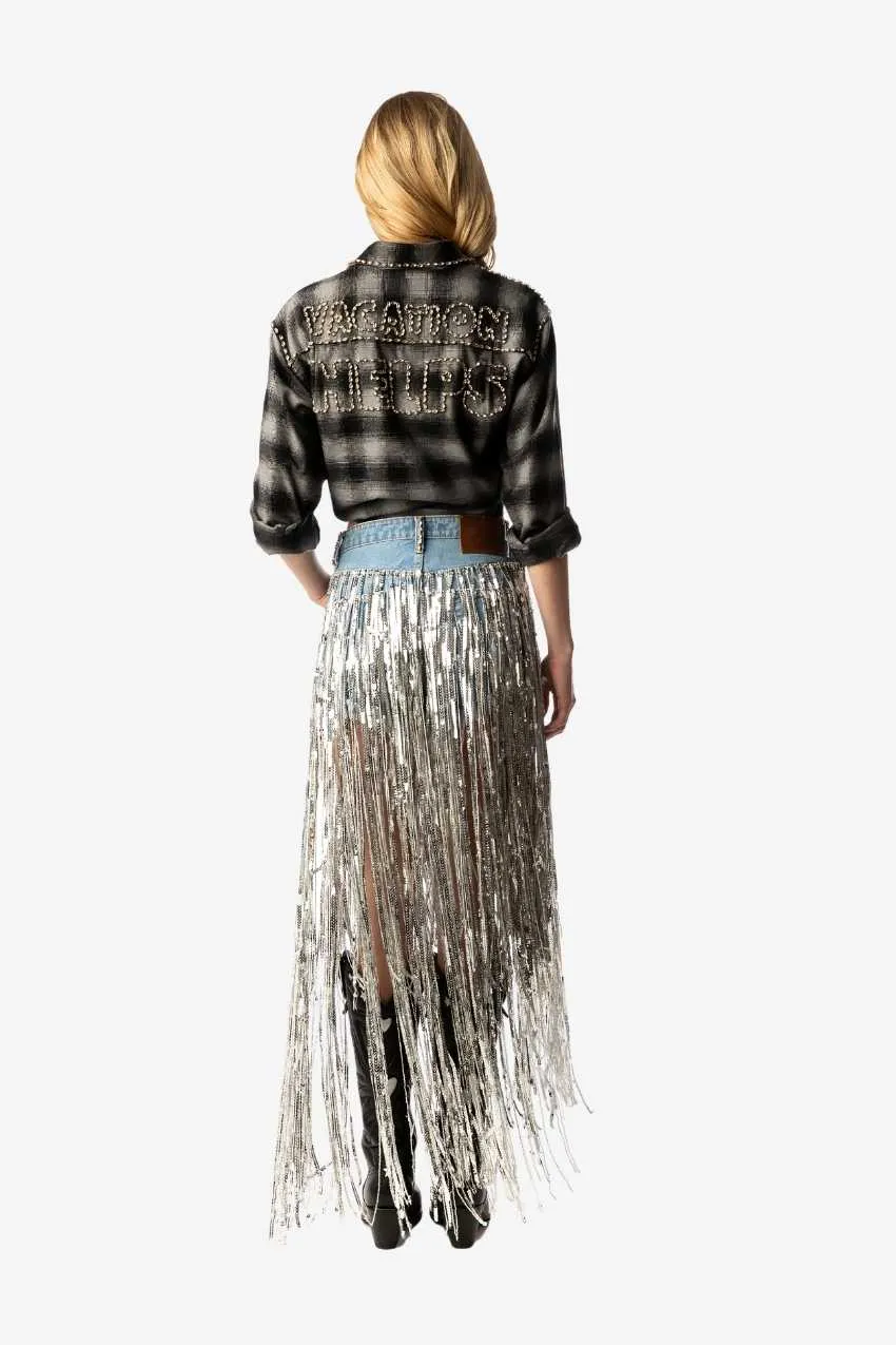 Sequin Tassel Denim Shorts