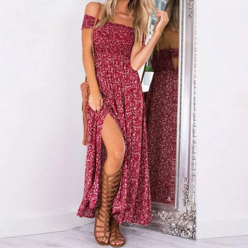 Sexy Off The Shoulder Irregular Long Dresses
