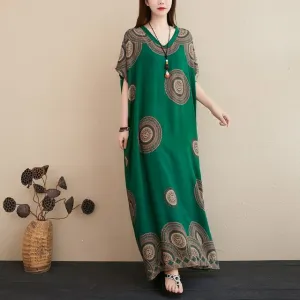 short sleeve cotton satin vintage floral dresses for women casual loose maxi long
