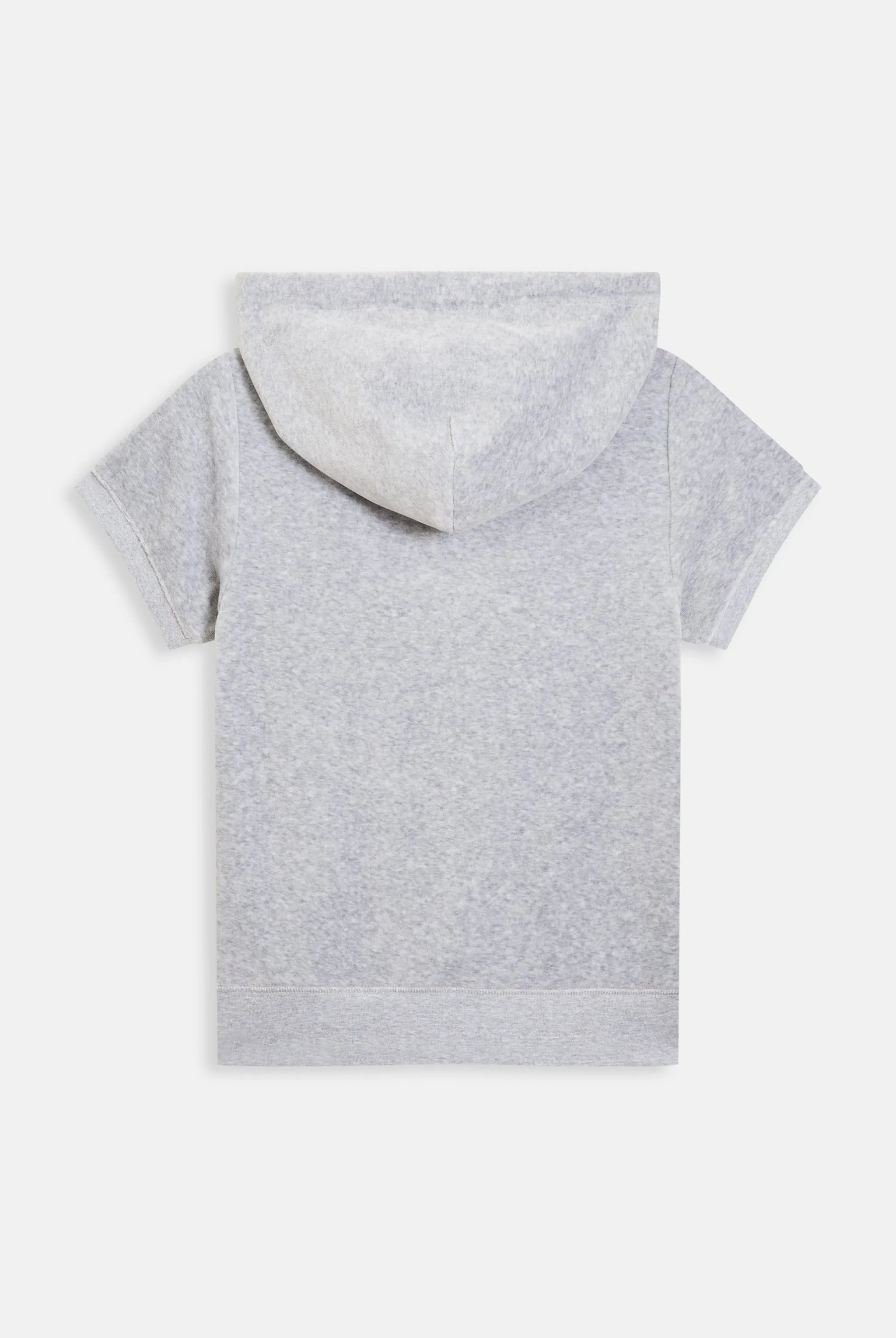 SILVER MARL COTTON VELOUR SHORT SLEEVE HOODIE