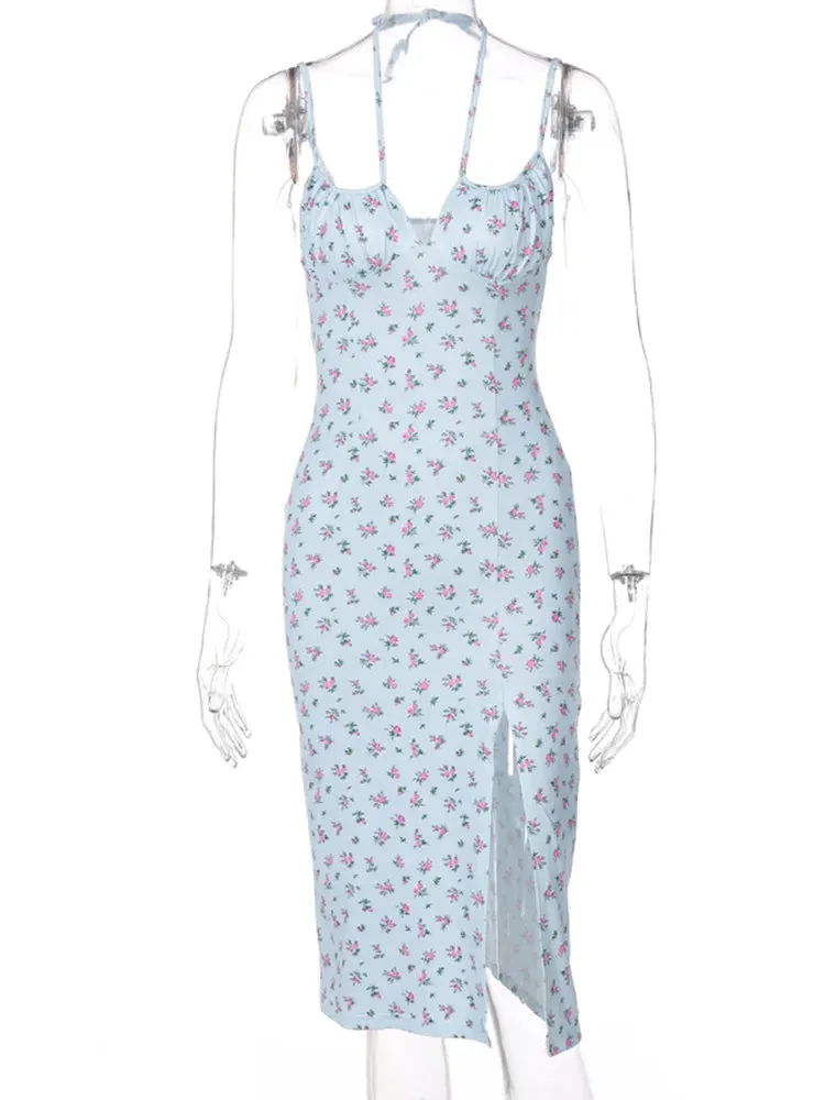 Sleeveless Satin Slip Floral Maxi Dress