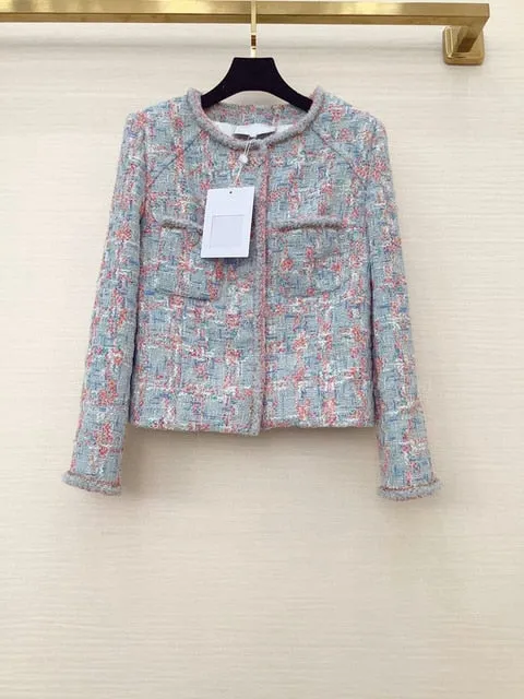 small perfume heavy tweed gold thread suit woolen coat