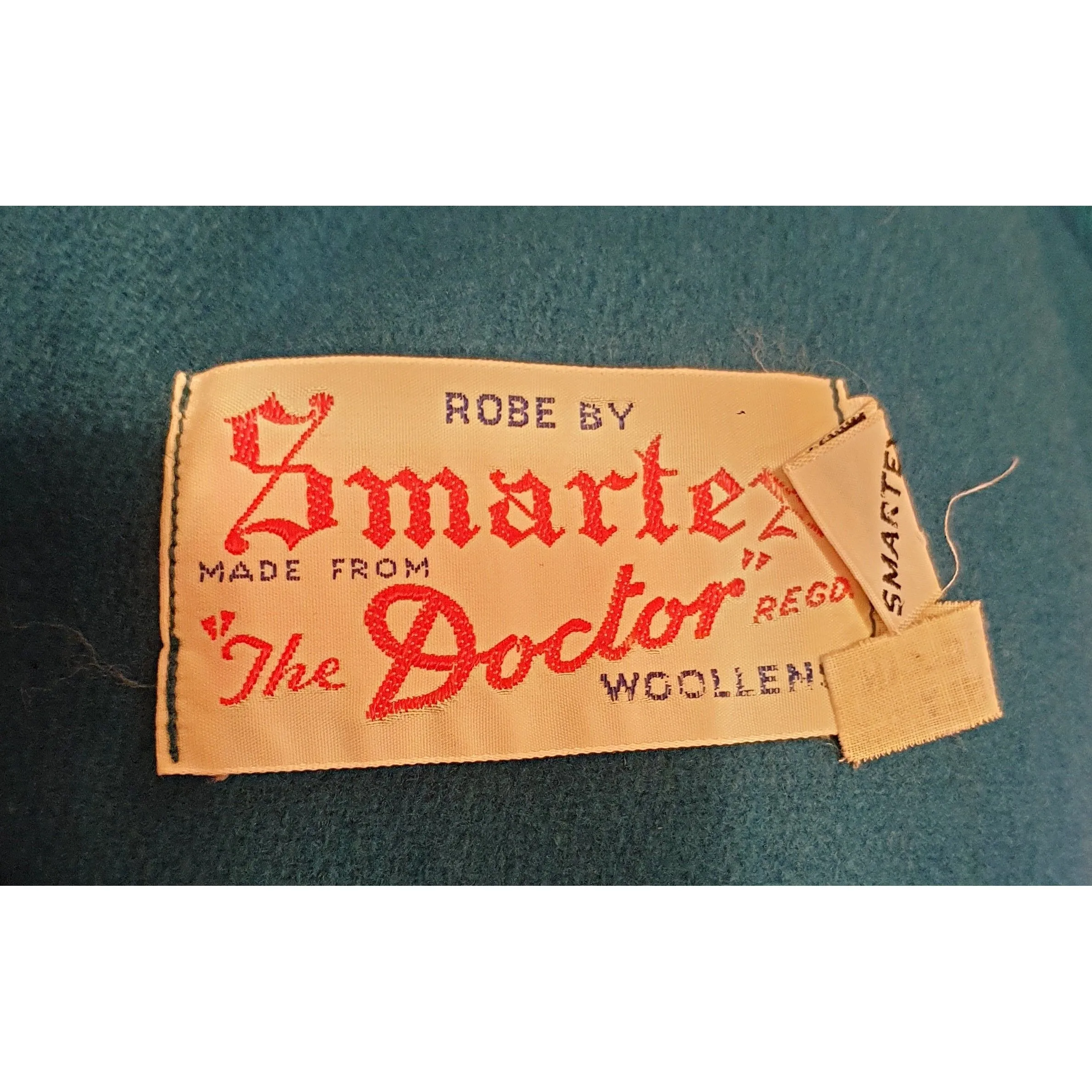 Smartex vintage blue woolen long coat with embroydered collar size M (best fits size 12)