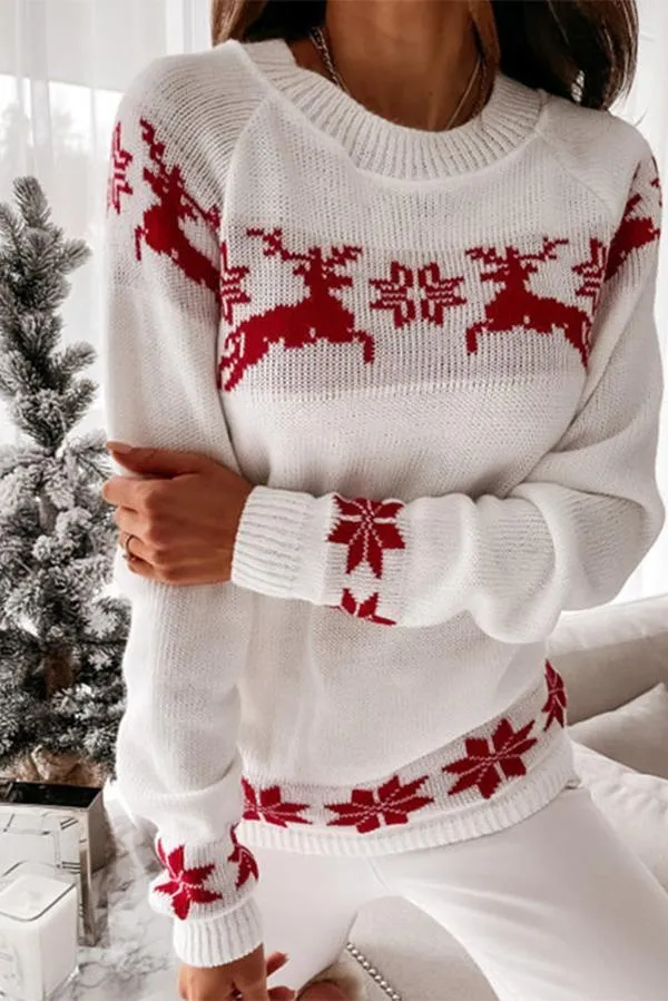 Stunncal Christmas Snowflake Long-sleeved Knitted Sweater