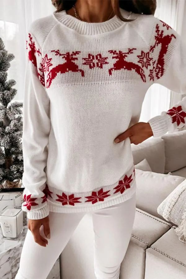Stunncal Christmas Snowflake Long-sleeved Knitted Sweater