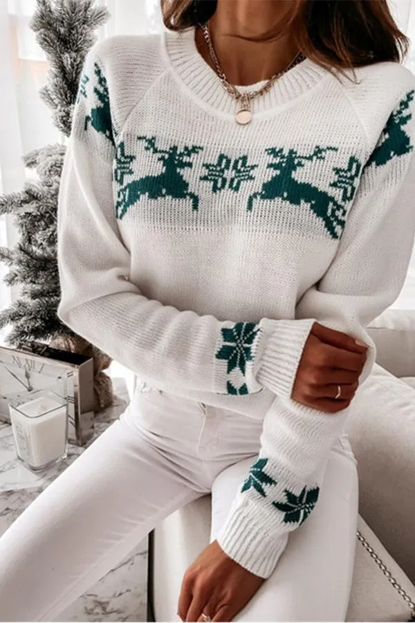Stunncal Christmas Snowflake Long-sleeved Knitted Sweater