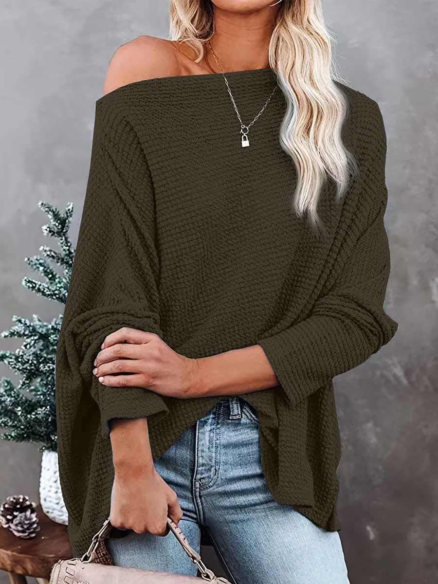 Stunncal Knitted waffle slouchy top