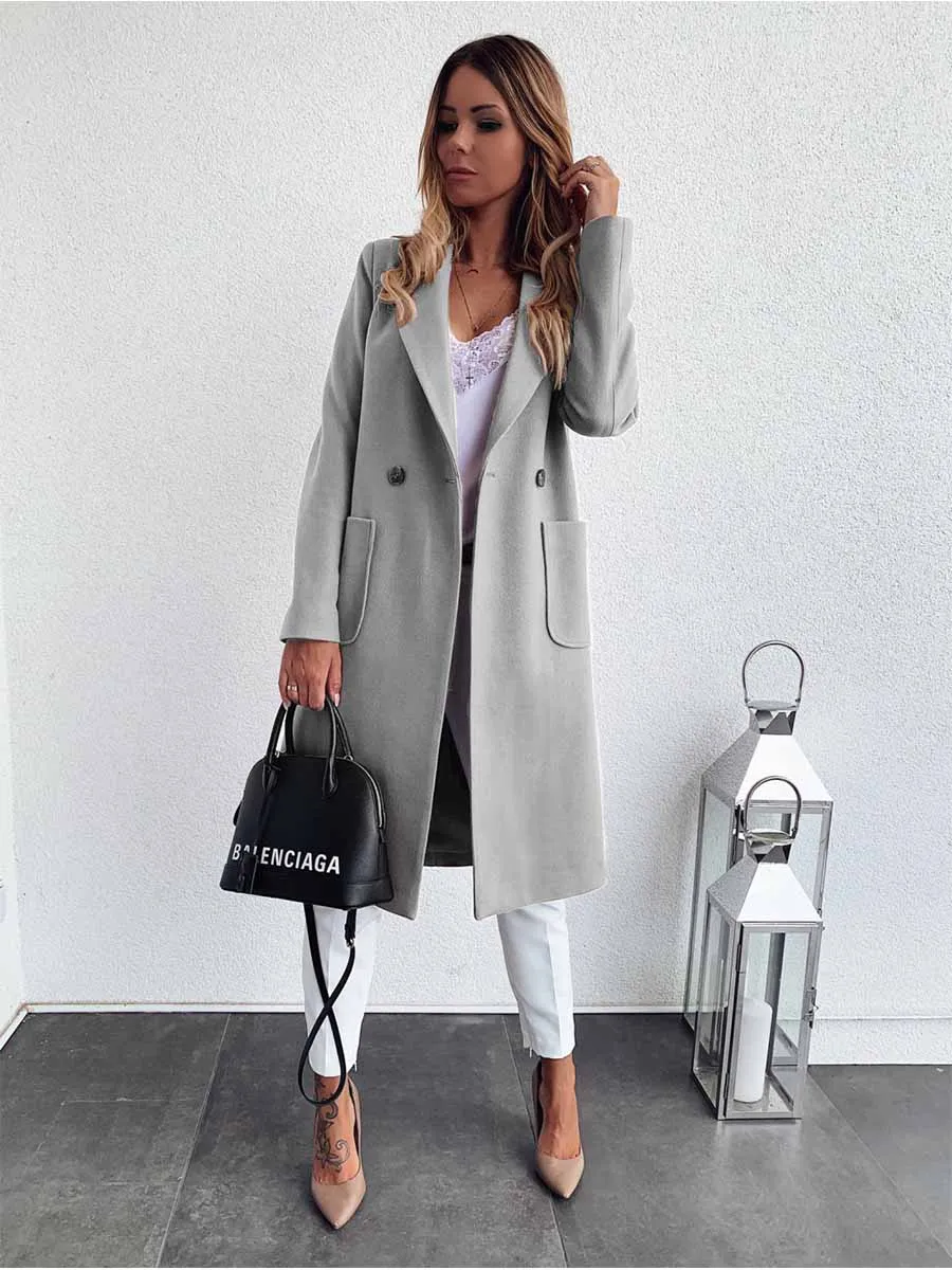 Stunncal Lapel Pocket Woolen Coat