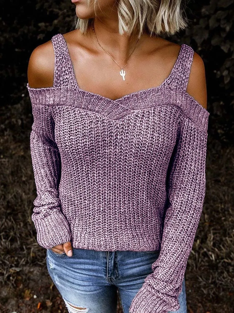 Stunncal off-Shoulder Knitted Sweater