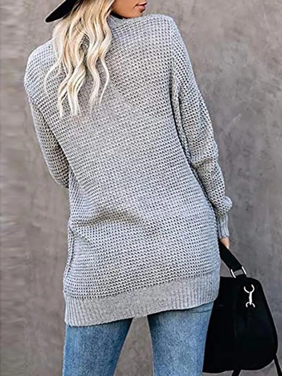 Stunncal Solid Color Long Sleeve Knitted Cardigan（5 colors）