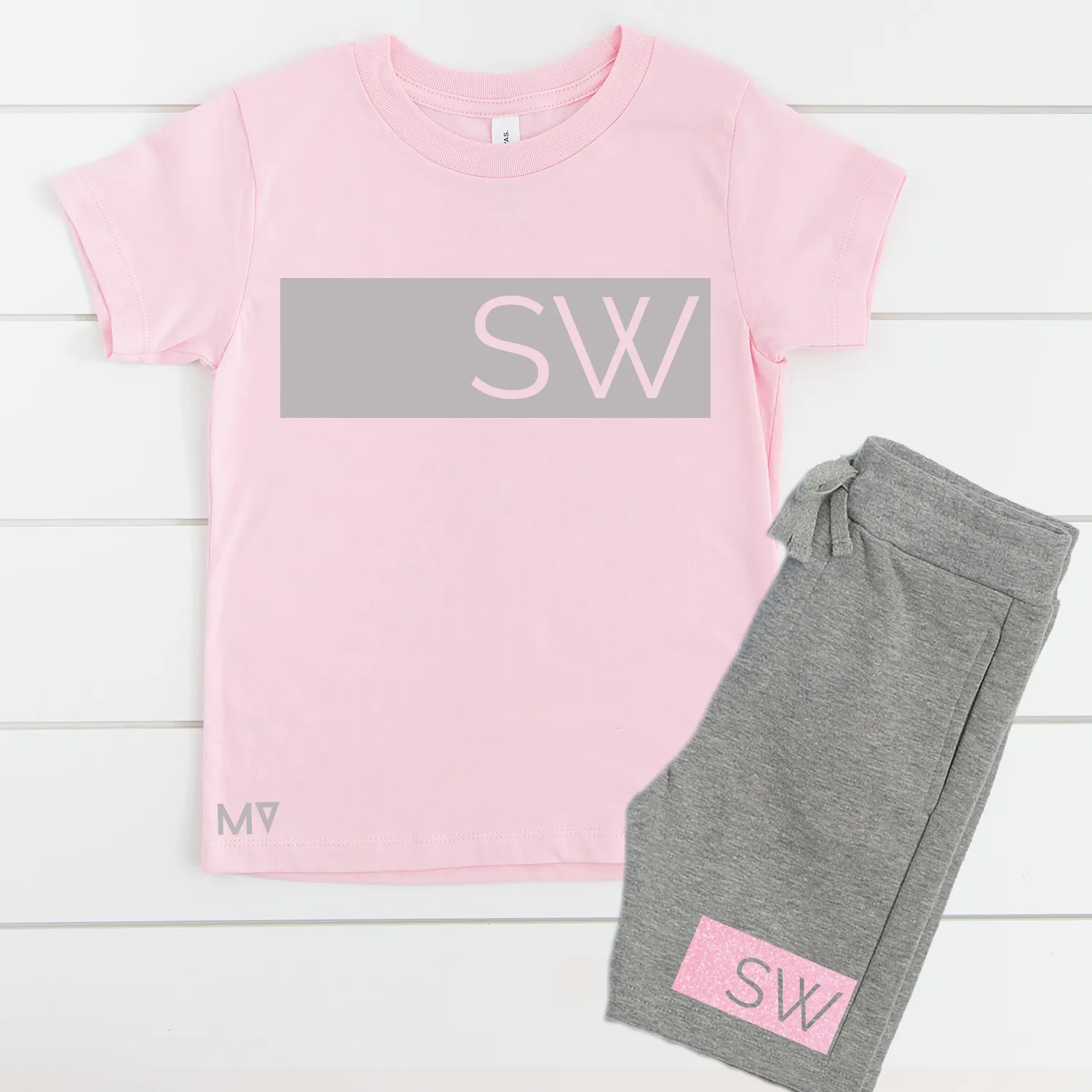 Summer Personalised Initial Block Set - Grey & Pink