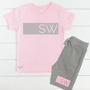 Summer Personalised Initial Block Set - Grey & Pink