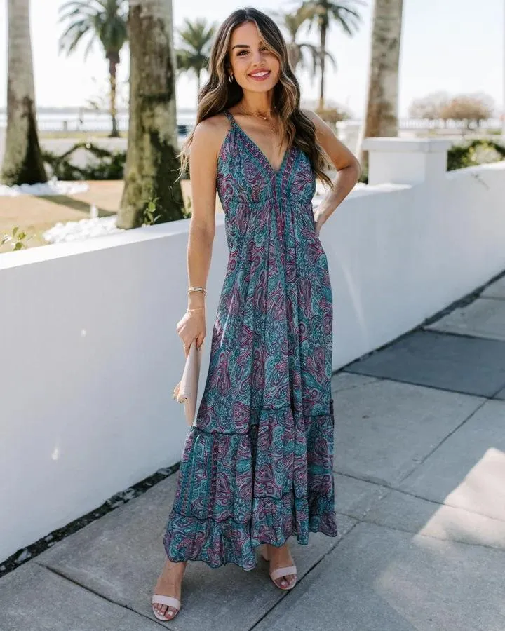 Summer V Neck Long Maxi Dresses