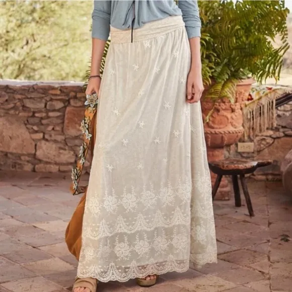 Sundance Great Lengths Blue Lace Bohemian Maxi Skirt