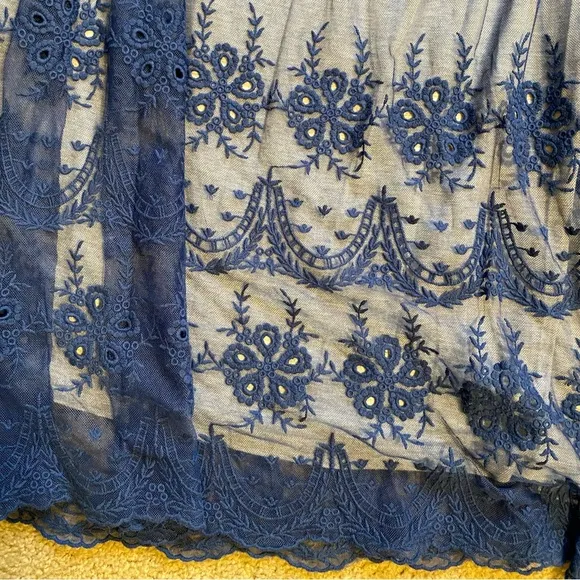 Sundance Great Lengths Blue Lace Bohemian Maxi Skirt