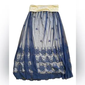 Sundance Great Lengths Blue Lace Bohemian Maxi Skirt