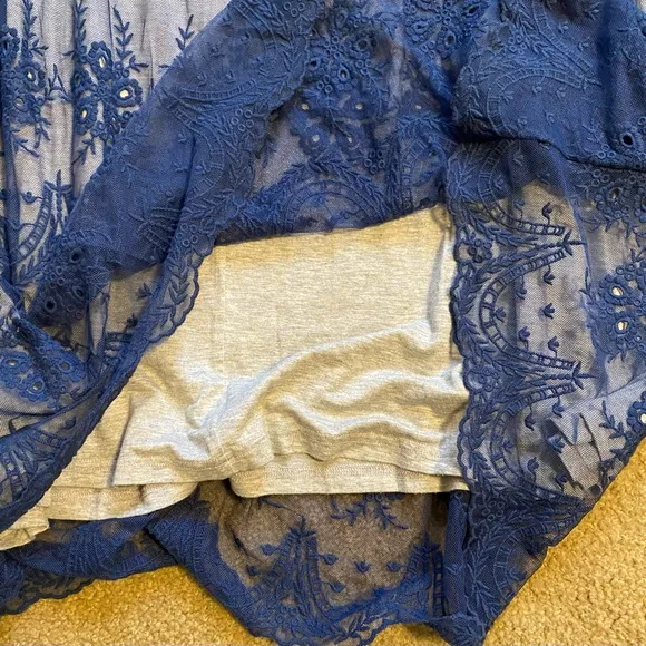 Sundance Great Lengths Blue Lace Bohemian Maxi Skirt