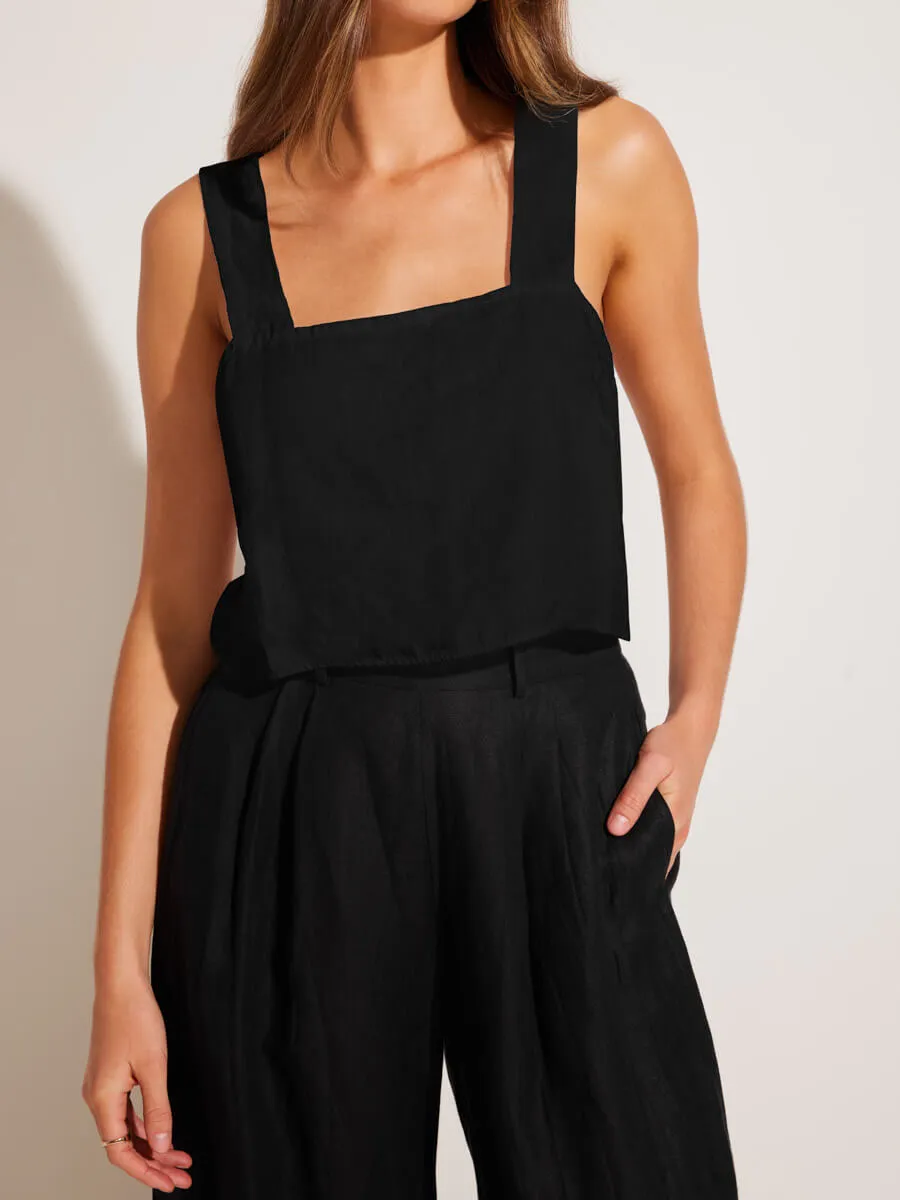 Tallows Crop Top in Black EcoLinen