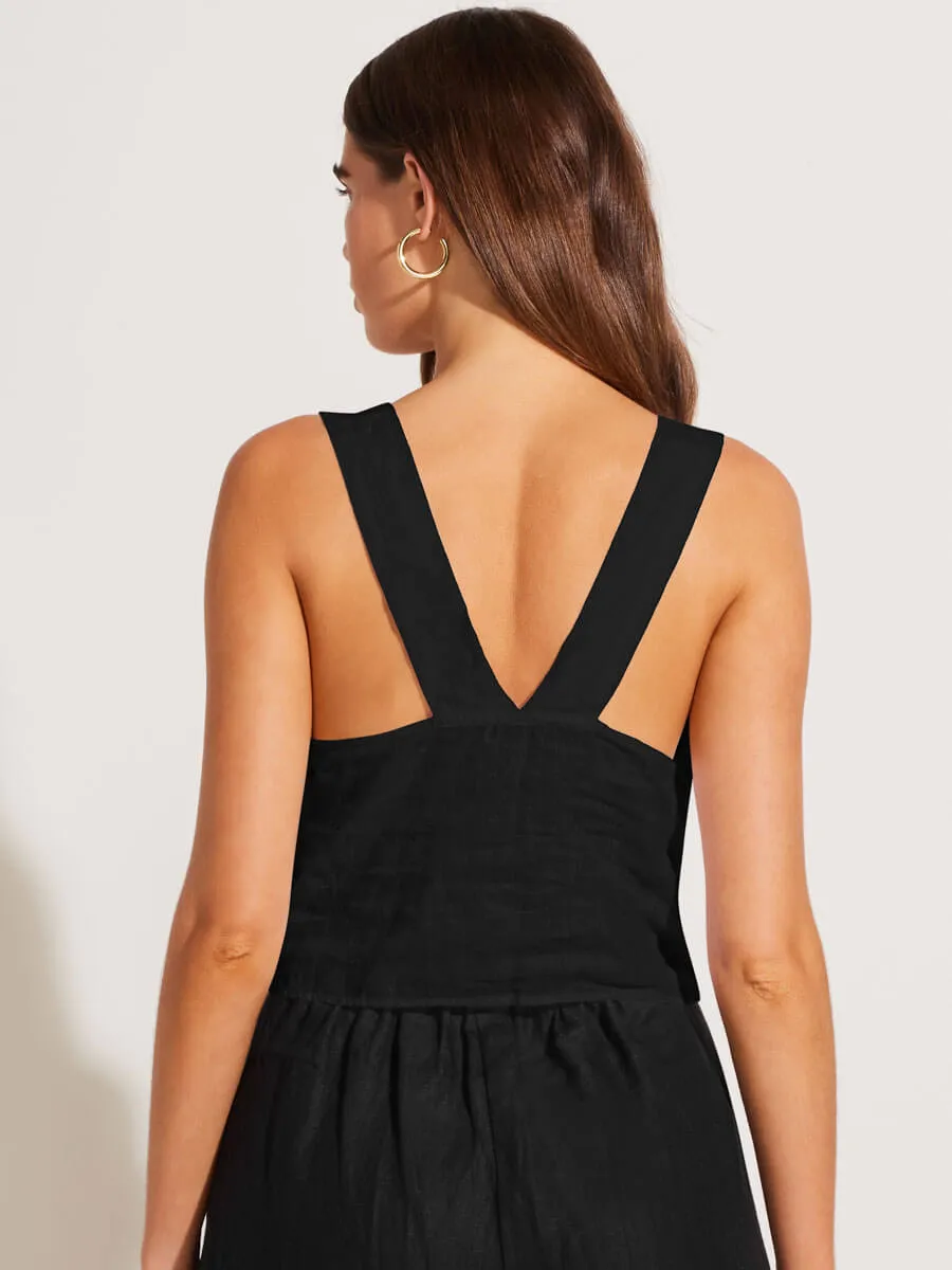 Tallows Crop Top in Black EcoLinen