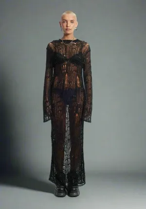 The Ragged Priest Siren Sequin Distressed Maxi Dress