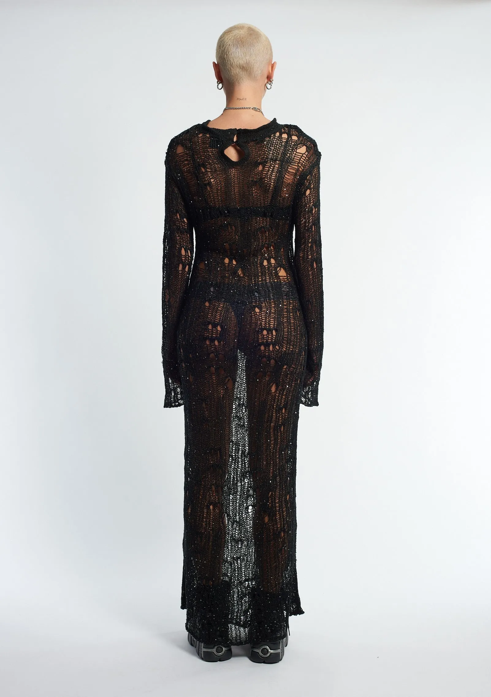 The Ragged Priest Siren Sequin Distressed Maxi Dress