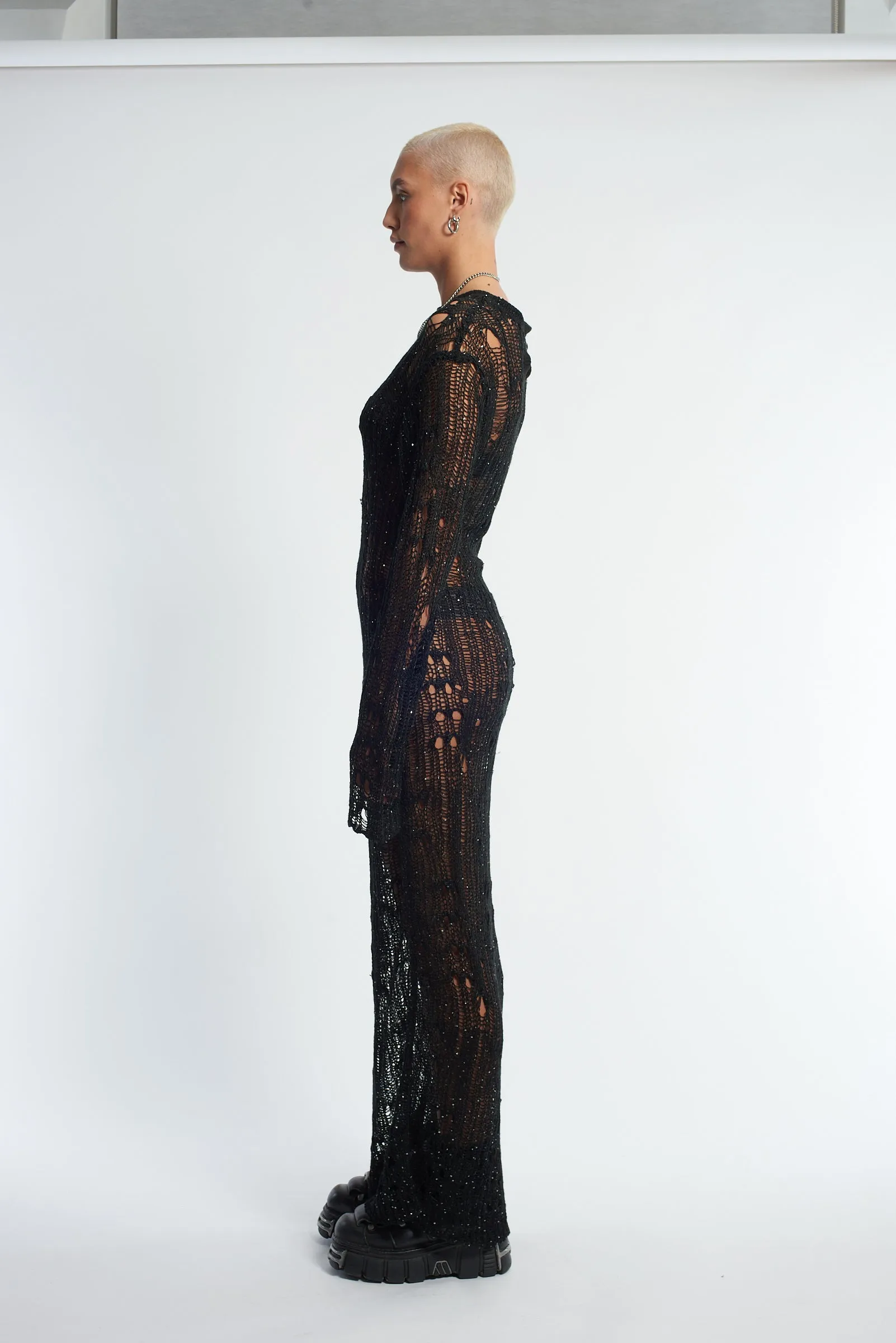 The Ragged Priest Siren Sequin Distressed Maxi Dress