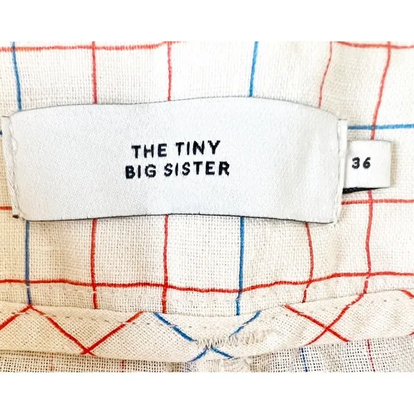 The Tiny Big Sister Grid Bermuda Shorts Linen Size Uk 36 Small