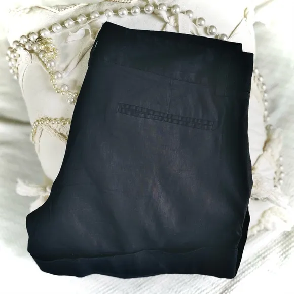 THEORY | 8 | Ruby Black Linen Viscose Lightweight Dress Short Button Cuff Detail