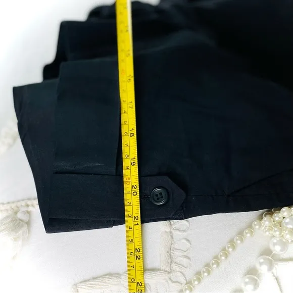 THEORY | 8 | Ruby Black Linen Viscose Lightweight Dress Short Button Cuff Detail