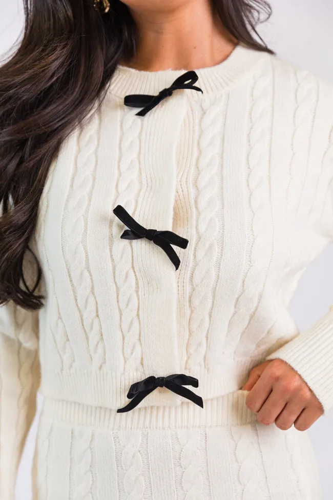 There's Always Hope Bow Front Cable Knit Cardigan FINAL SALE