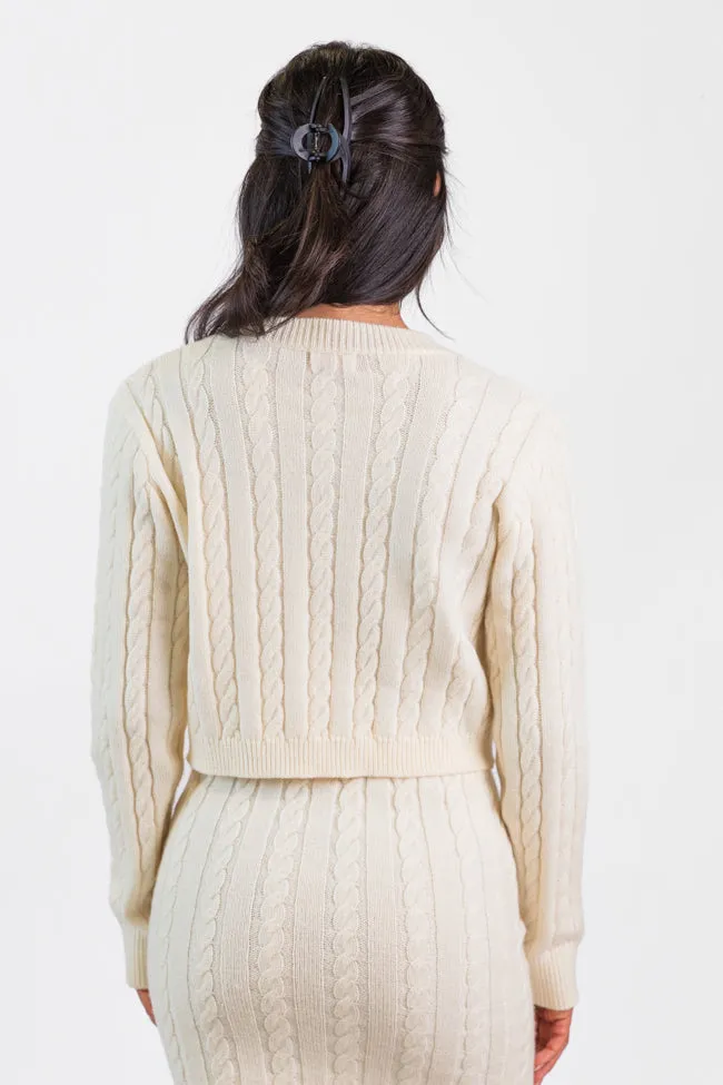There's Always Hope Bow Front Cable Knit Cardigan FINAL SALE