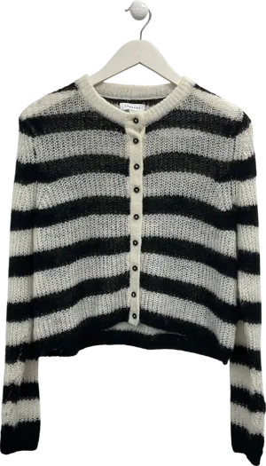 Topshop Cream Knitted Striped Sheer Micro Cardigan UK L