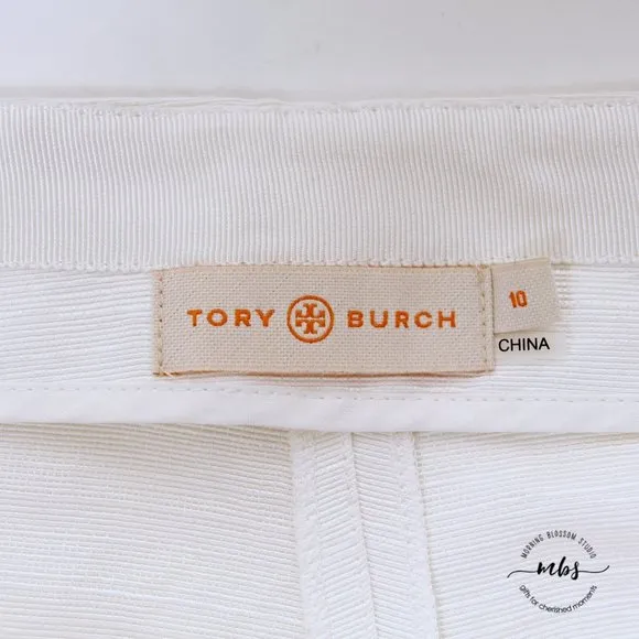 Tory Burch Georgina Silk Linen Cotton Blend High Waist Pleated Shorts