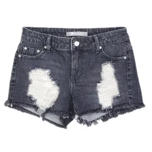 Tractr Girls Destructed Fray Hem Brittany Short - Black