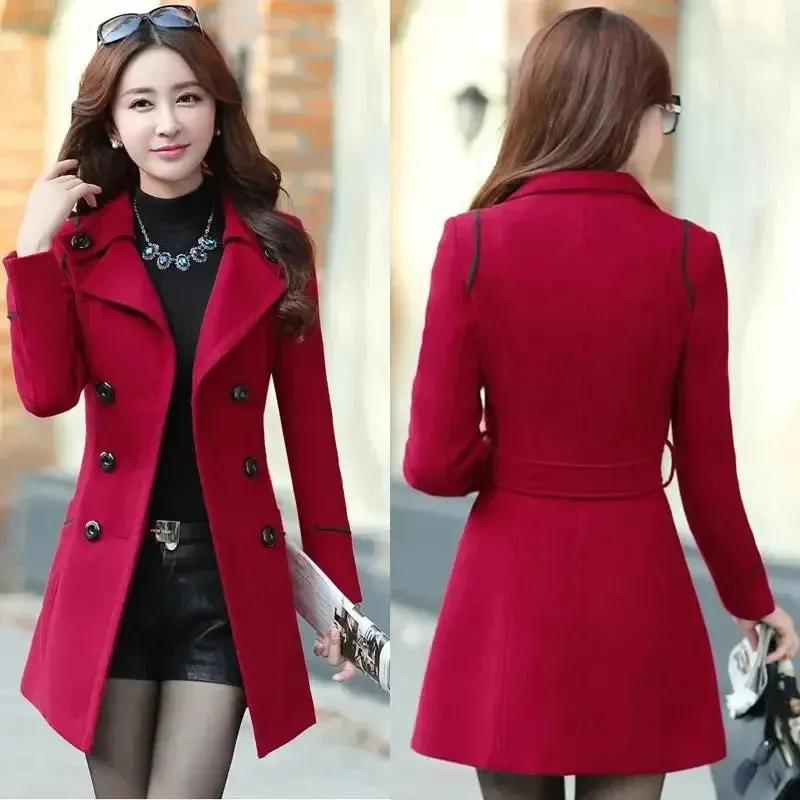 Trench Coats Women Slim Double Breasted Ladies Overcoat Long Female Windbreakers outerwear