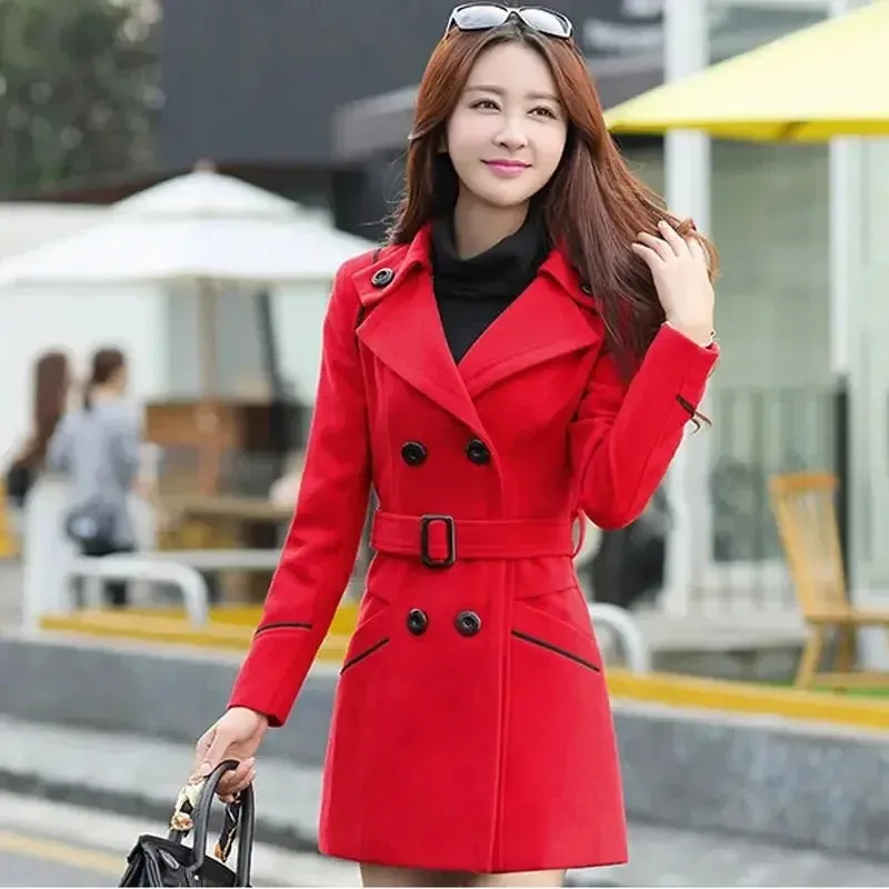 Trench Coats Women Slim Double Breasted Ladies Overcoat Long Female Windbreakers outerwear