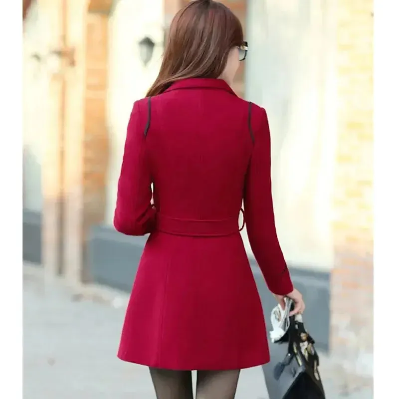 Trench Coats Women Slim Double Breasted Ladies Overcoat Long Female Windbreakers outerwear