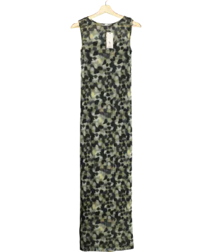 Tu Green Smudge Spot Crinkle Mesh Maxi Dress UK 8
