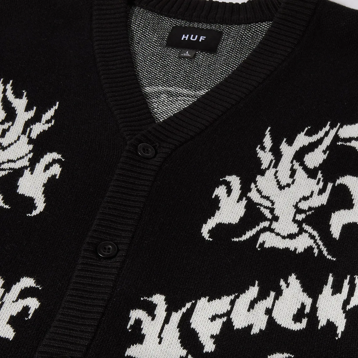 TWIN DRAGON CARDIGAN - BLACK