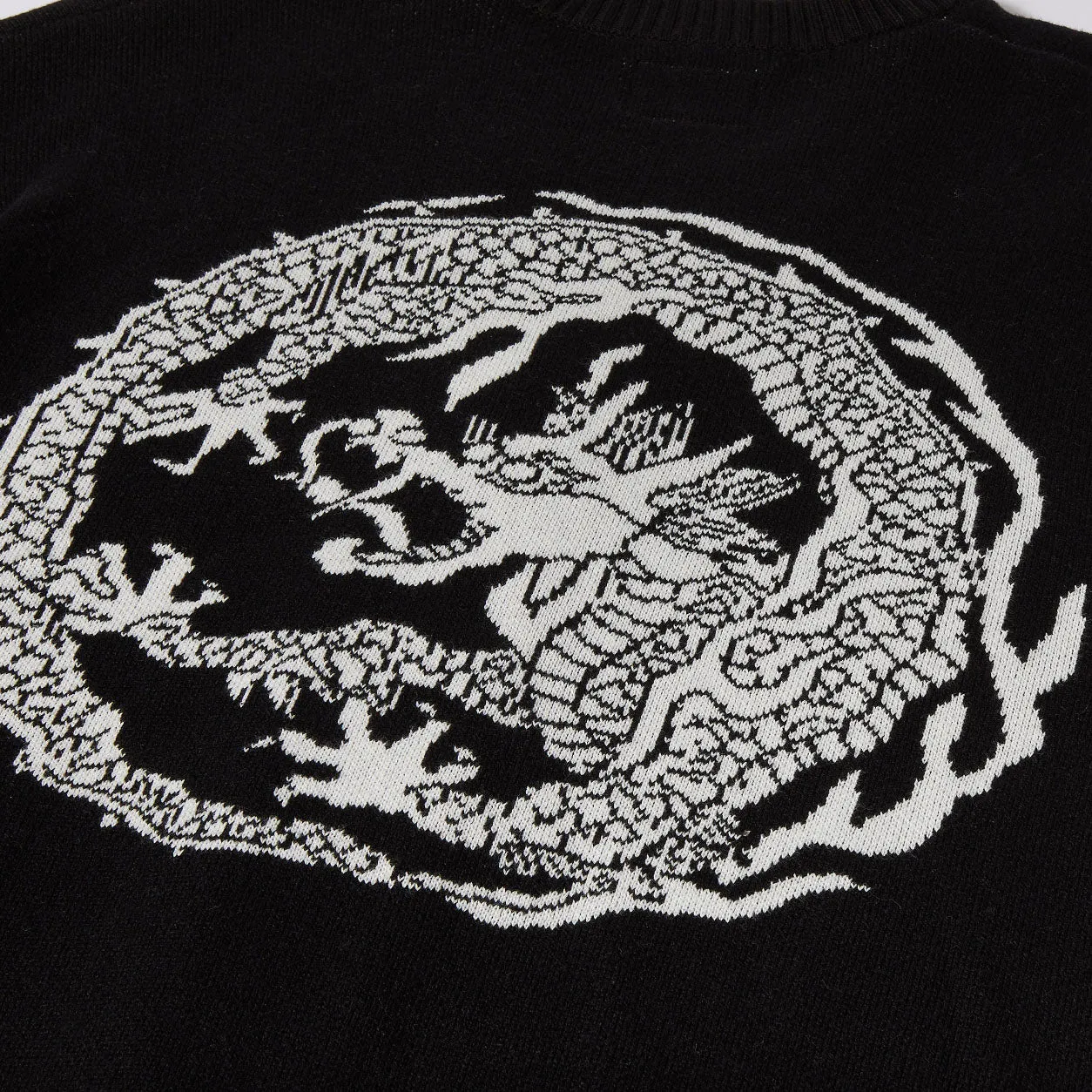 TWIN DRAGON CARDIGAN - BLACK