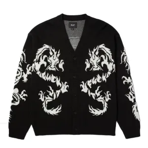 TWIN DRAGON CARDIGAN - BLACK