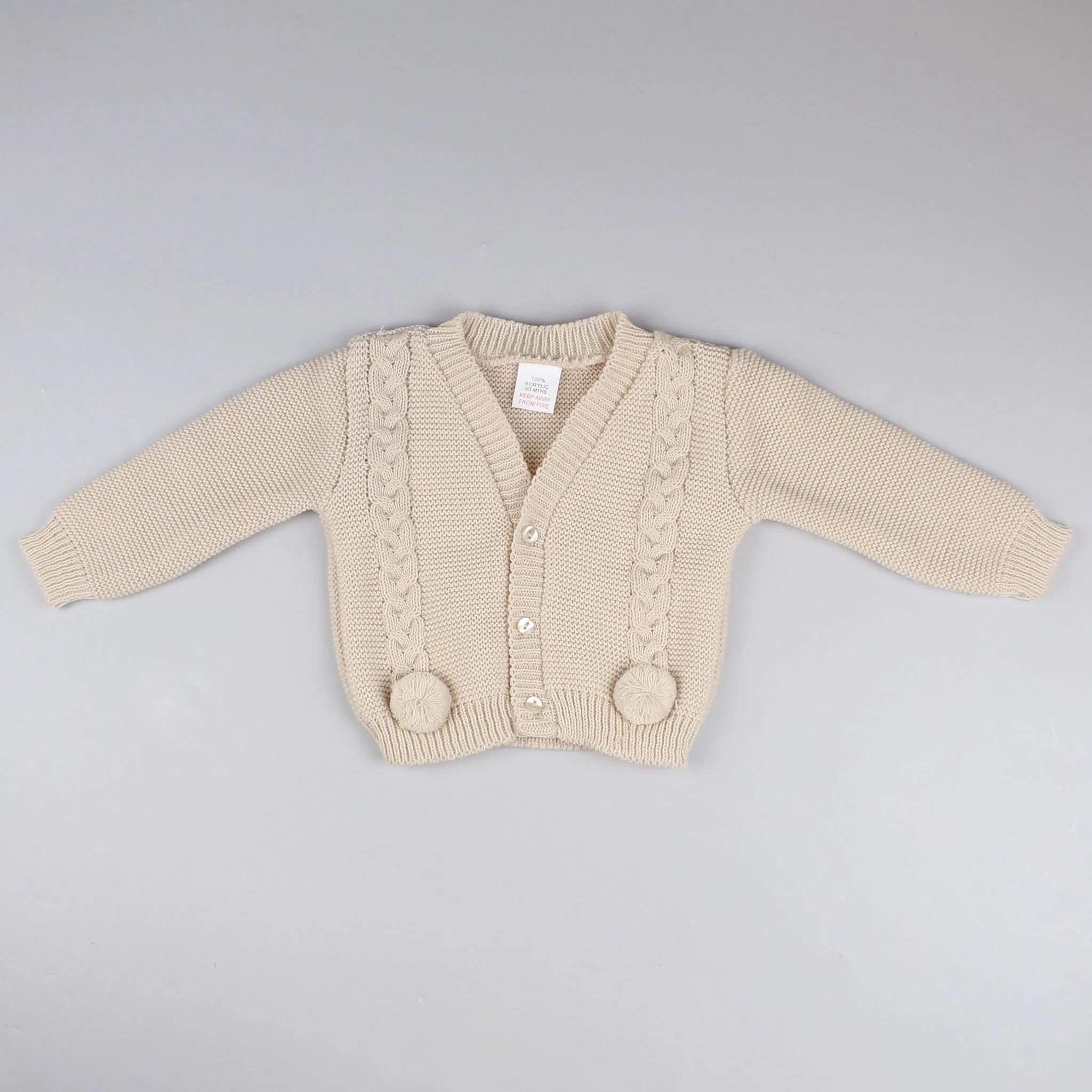 Unisex Baby Cardigan Cable Knit - Beige