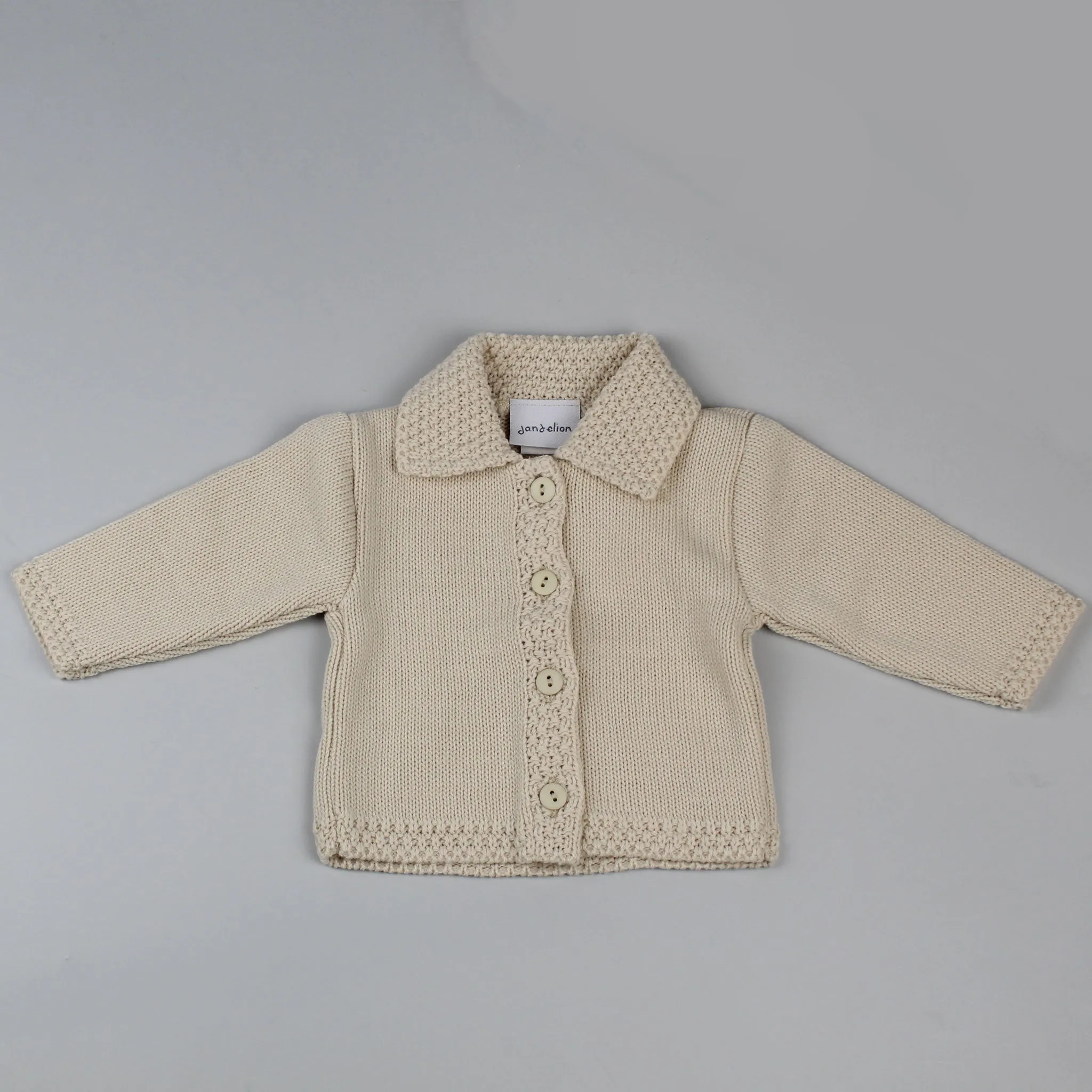 Unisex Baby Cardigan With Collar - Beige