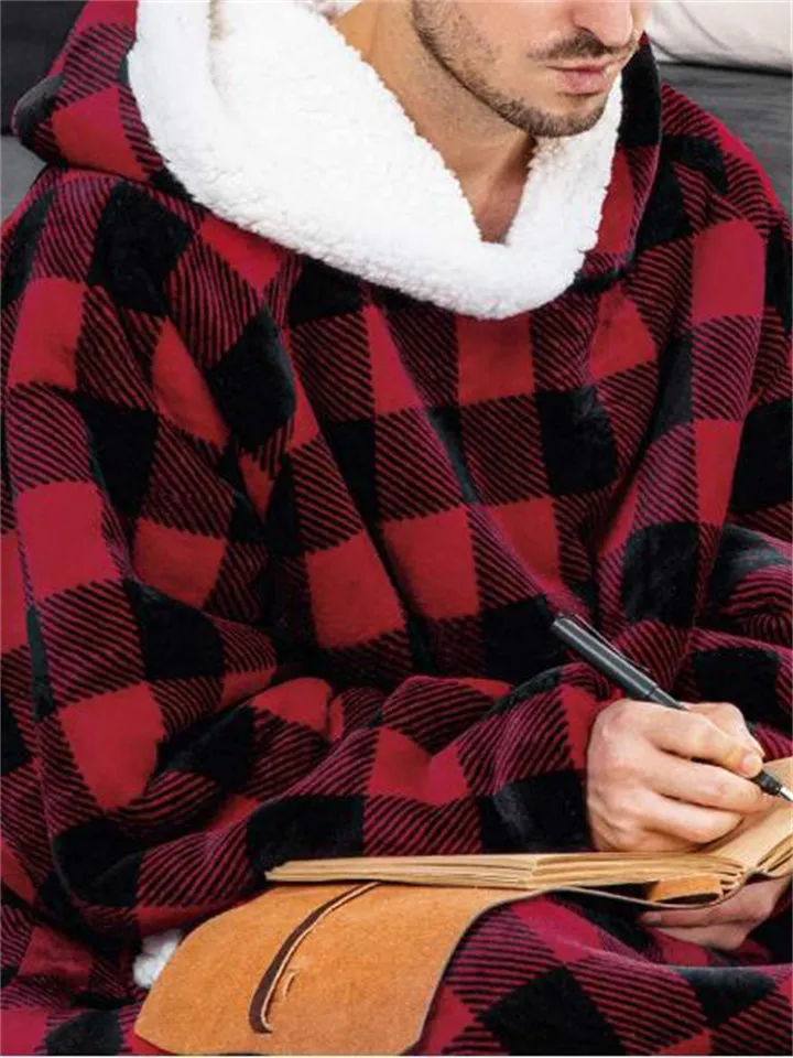 Unisex Super Warm Fleece Pullover Hoodie Blanket Sweatshirt With Large Front Pockets