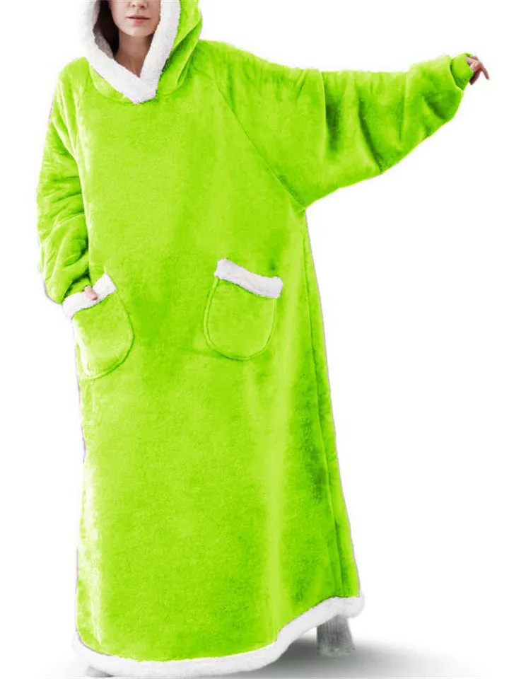 Unisex Super Warm Fleece Pullover Hoodie Blanket Sweatshirt With Large Front Pockets