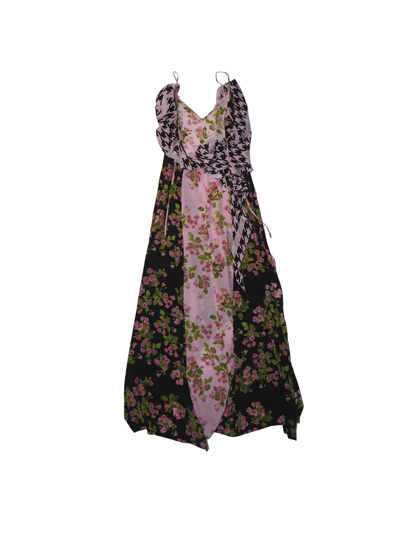 Upcycled Frilled Silk Maxi Slip Dress