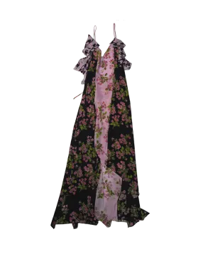 Upcycled Frilled Silk Maxi Slip Dress