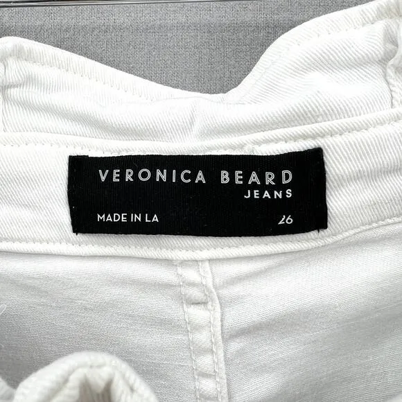 VERONICA BEARD Nori Extra High Rise Shorts Womens 26 White Paperbag Belted Denim